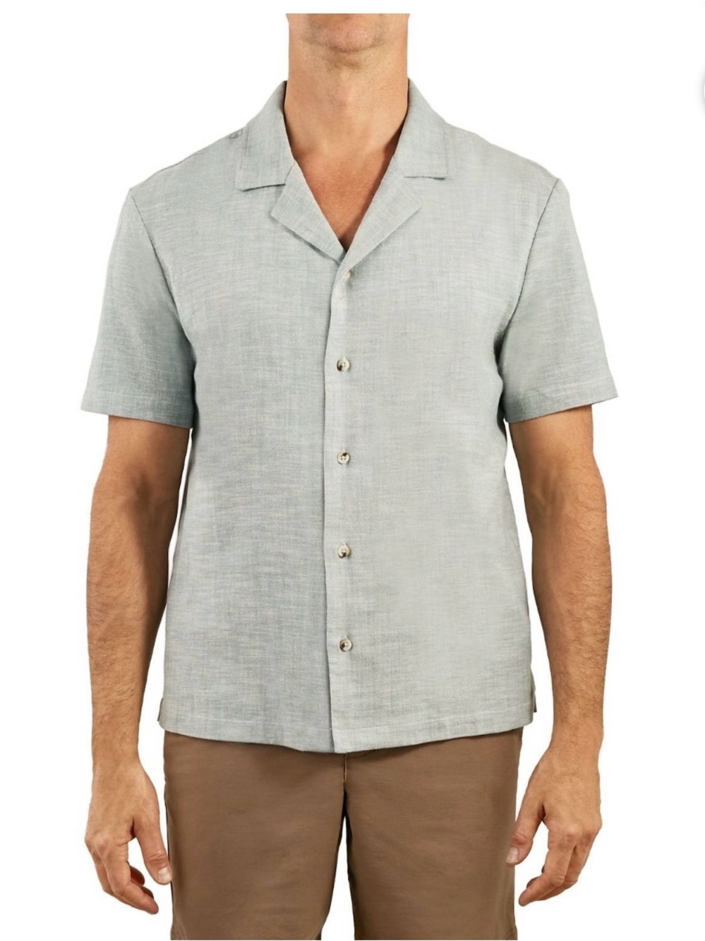 Sperry Men's Short-Sleeve Button-Down Shirt in Light Gray